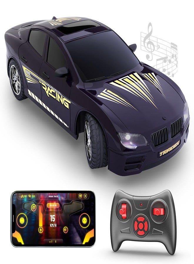 Mirana Tracer Remote & App Controlled Car Toy for Kids | USB Type-C Rechargeable High Speed RC Vehicle | 1.5X Nitro Boost with in-Built Bluetooth Speakers for Boys & Girls (Purple) - Image 1